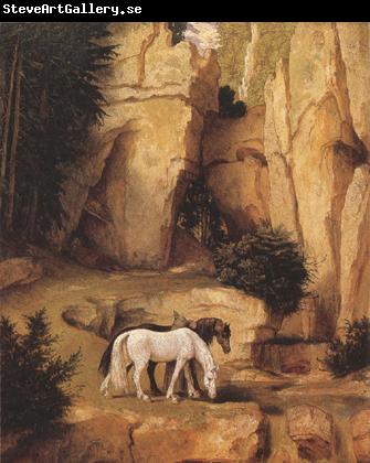 Moritz von Schwind A Hermit Leading Horses to the Trough (mk22)